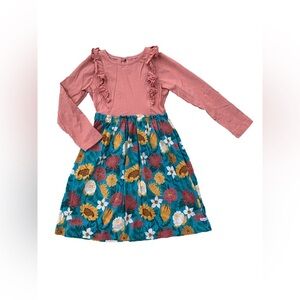 RuffleButts Size 8 Fall Flower Sunflower Print Ruffle Dress